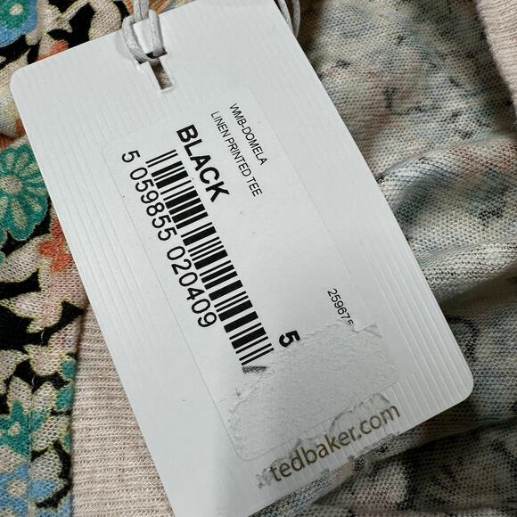 Ted Baker Domela Pastel Floral Linen Blend Shirt Women's Size 5 (US 12) NWT - Picture 8 of 12